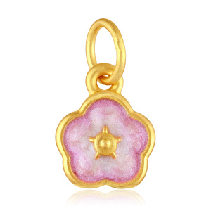 Esmalte brillante artesanal 24K oro micro-duro oro puro Rosa Flor de melocotón colgante oro puro colgante de oro puro accesorios de joyería de gama alta - Product Image 1