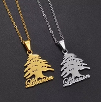 Offre Spéciale Liban Cèdre Pendentif Collier 18k Plaqué Or En Acier Inoxydable Étanche Pendentif Collier Support Liban Bijoux