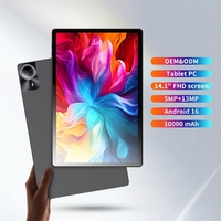 Tablette Android 14 pouces, Android 16, équipée de 4 Go de RAM et 64 Go de ROM, processeur octa-core Unisoc T7300, tablette pas chère