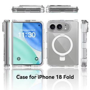 เคสโทรศัพท์แบบมีขาตั้งแม่เหล็กสำหรับ iPhone 18 Fold  วัสดุ TPU PC ใส  พร้อมวงแหวนหมุนได้ 360 องศา ป้องกันการตกกระแทก - Product Image 1