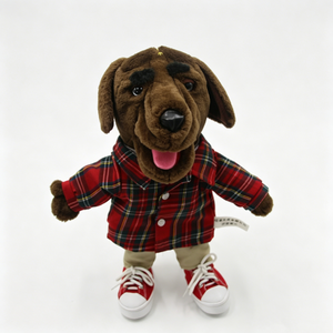 Marioneta de Ventriloquismo Personalizada de Cachorro Vestido con Camisa a Cuadros Roja y Zapatillas para Contar Historias en el Aula - Product Image 2