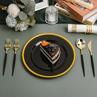 Ensemble de couverts jetables de luxe BST en plastique doré, robustes et écologiques, couteau, fourchette, cuillère, ustensiles pour mariage, fête, banquet