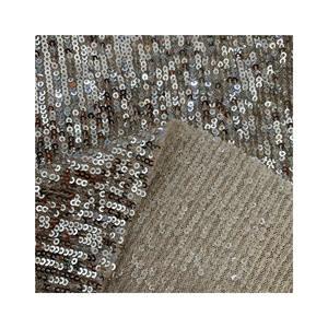 Tela de encaje de lentejuelas 3d para vestido de niños, tejido de poliéster elástico, bordado superdenso, brillante, dorado, 3mm - Product Image 1