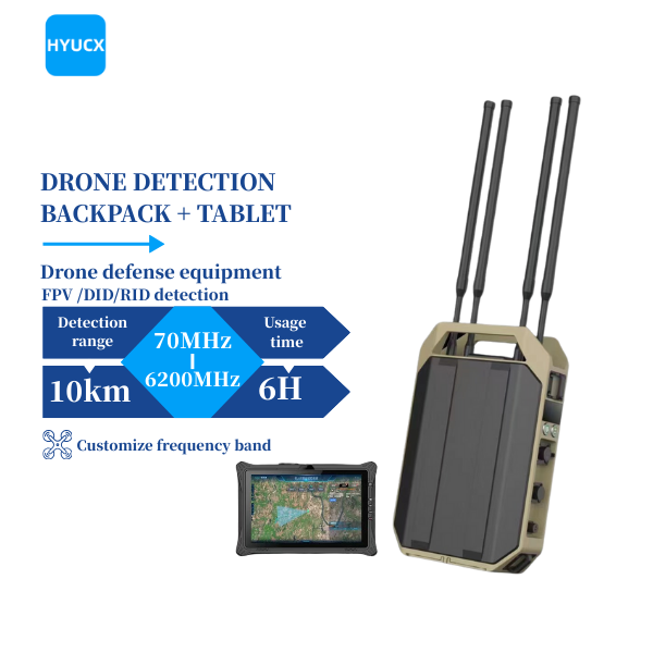 Tracks Defeats Hostile Drones Backpack-Style All-Scenario Drone Detection Positioning Supports 70MHz-6.2GHz 10km Range 10m