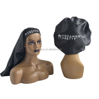 Lot de perruques, bonnets longs à nouer avec logo, ensemble d'emballage personnalisé pour cheveux, boîte cadeau, bonnet de perruque en satin avec logo