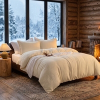 Parure de lit de luxe en mousseline trois pièces pour l'hiver, housse de couette chaude européenne en tissu gaze