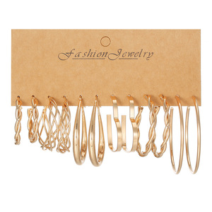 Ensemble de boucles d'oreilles géométriques en forme de C, 6 paires, en alliage électroplaqué, bijoux de fête pour femmes - Product Image 5