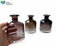 Bouteille diffuseur de parfum en verre dégradé marron de 200 ml, 500 ml, 2000 ml, vide, ronde, de luxe, avec bâtonnets – Vente en gros