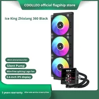 Coolleo BingHuang 360 Radiateur de refroidissement à eau noir pour boîtier d'ordinateur, dissipateur thermique en cuivre et aluminium à roulement fluide ARGB 120x120x28mm