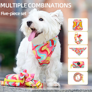 Ensemble de harnais de luxe réglable pour chien de petite taille Collier pour animal de compagnie à sublimation personnalisée avec laisse en nylon Accessoires de luxe personnalisés pour animaux de compagnie - Product Image 2