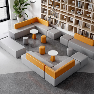 SF-41 Mobilier de bureau commercial moderne, canapé de réception, canapé de bureau en cuir, ensemble de canapés de bureau - Product Image 1