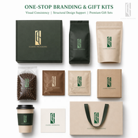 Coffret Cadeau de Café Personnalisé avec Impression Numérique - Combo Sachet Filtre à Café Drip et Emballage Pochette Fond Plat avec Valve de Dégazage