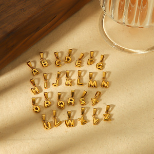 Colgante de Letra Mini Burbuja en Acero Inoxidable Chapado en Oro de 18k para Hacer Collares, Diseño Geométrico de Formas Mixtas - Product Image 1