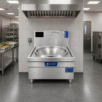 Cuisinière Wok Commerciale Haute Puissance 30KW en Acier Inoxydable Robuste pour Cantine, Soupe, Bouillon et Cuisson en Gros