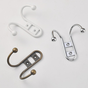 Wall Mounted Double <b>Hook</b> Zinc Alloy Antique Bronze Chrome White For Bathroom <b>Kitchen</b> Door Wall Use - Product Image 1