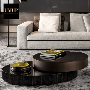 Bàn Cà Phê Tròn Cao Cấp Bàn Cà Phê Màu Đen Và Vàng Xoay Bằng Thép Không Gỉ Sang Trọng Hiện Đại Đôi - Product Image 3