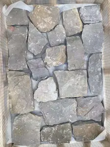 벽 클래딩 포장기를 위한 자연적인 쪼개지는 무작위 느슨한 돌 베니어 회색 석회석