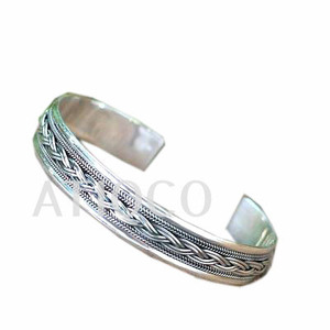 Bracelet manchette en laiton plaqué argent antique avec nœud papillon mignon pour femme indienne - Product Image 6