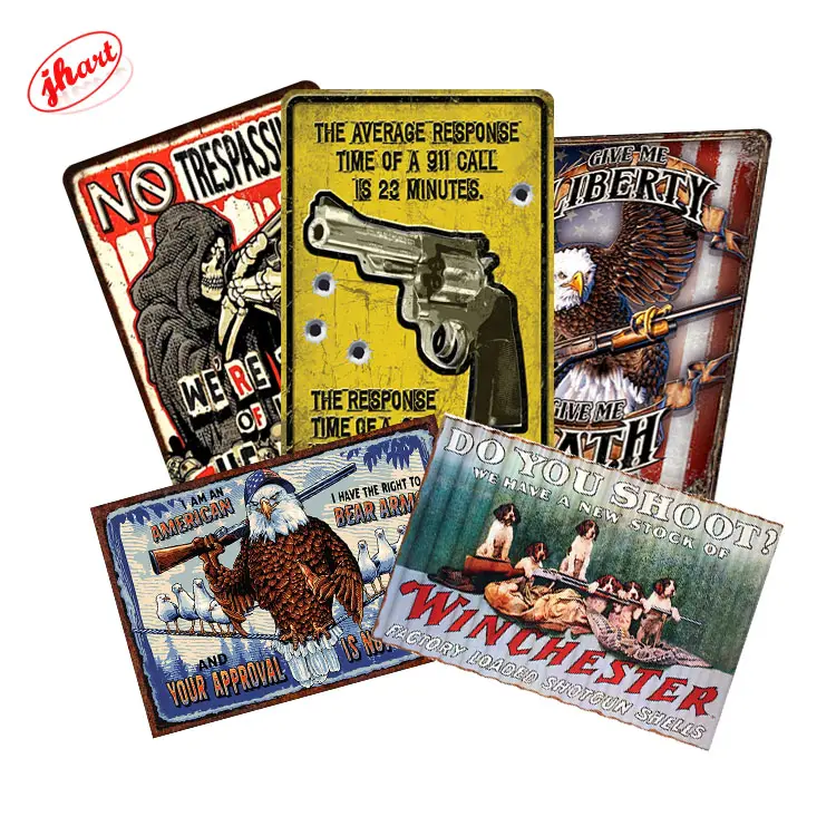 Jagd Vintage Poster Shabby Chic Hunter Guns Retro Metall Zinn Zeichen Jagd Plaque Tavern Home Decor 20x30cm
