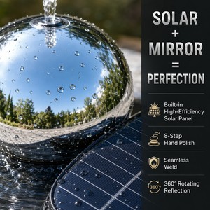 Fuente Esférica Giratoria <span class=keywords><strong>de</strong></span> Acero Inoxidable 304/316 con Energía Solar, Escultura para Jardín Zen o Santuario, Libre <span class=keywords><strong>de</strong></span> Mantenimiento - Product Image 2