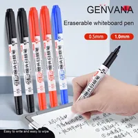 Marqueur effaçable double pointe 0,5 mm / 1 mm, noir et rouge, pour tableau blanc, idéal pour les enseignants