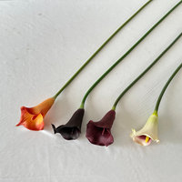 L-R205 Promotion Fleur Artificielle Calla Lily Bourgogne en PU Effet Naturel de Haute Qualité pour Décoration de Table Maison, Mariage, Fête et Bouquet de Mariée