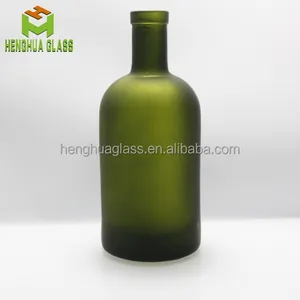 Mat koyu yeşil cam likör şişesi boş 75cl 750ml 25oz votka cin cam şişe özel renk tekila rom alkol ambalaj şişesi