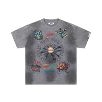 DUAA 2026ss T-shirt en coton à manches courtes, coupe ample, délavé, effet vieilli et déchiré, style vintage, avec lettrage, mode urbaine transfrontalière
