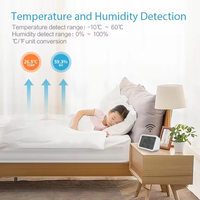 Thermomètre hygromètre intelligent WiFi Tuya en stock avec écran LCD, capteur de lumière, réveil et contrôle à distance via application pour la maison et le bureau
