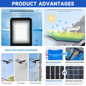 Lámpara Solar LED para Exteriores con Control Remoto, Impermeable IP67, de Aluminio Fundido a Presión, 50w 70w 100w 200w 300w 400w 500w 600w - Product Image 3