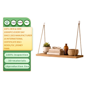 Étagère murale en macramé bohème, support de rangement mural en bois naturel, organisateur rustique style ferme - Product Image 1