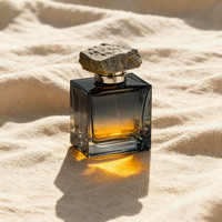 Bouteille de parfum en verre transparent de 50ml 100ml avec boîte OEM de forme unique rechargeable vide de luxe à sertir rectangle carré cube