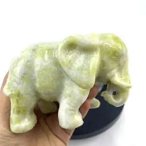 Großhandel Günstiger Preis Hand geschnitzter Naturstein 12 cm Elefant XiuYan Jade Für Dekoration