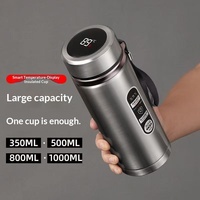 Bouteille d'eau isotherme intelligente en acier inoxydable 201 de grande capacité avec affichage de la température, isolation thermique de 6 à 12 heures, facile à transporter