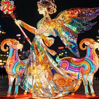 Zigong Handgefertigte Tierkreis-Jahreszeichen Schaf-Göttin Laterne Farbige Seidenlaterne mit Schaf für Frühlingsfest Themenpark Dekoration