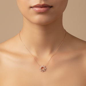 Most Popular <b>Circle</b> Hand Crafted Daily Wearing Necklace Jewelry Real Natural Diamond 18K Solid Rose Gold Pendant Necklace - Product Image 5