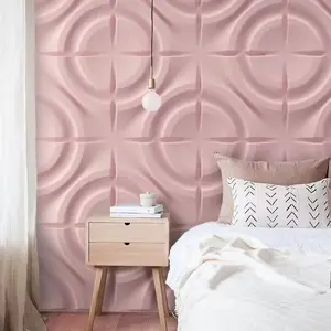 20230新设计客厅易于安装圆形粉色3D聚氯乙烯墙板