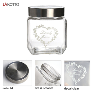 Contenedores de almacenamiento de vidrio para cocina, tarro de vidrio, especias, té, tuerca con calcomanía y tapa de metal, gran oferta, 2020 - Product Image 3