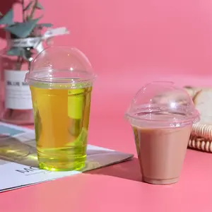 Produttore professionale stampa personalizzata logo tazza di succo trasparente per animali domestici bevanda fredda 32oz bicchieri di plastica usa e getta con coperchio