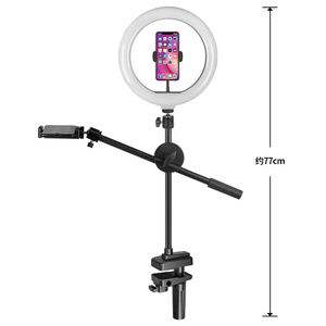 Anneau lumineux LED pour photographie, éclairage circulaire pour vidéo, éclairage de remplissage pour appareil photo, studio photo, lampe à <span class=keywords><strong>selfie</strong></span> pour téléphone <span class=keywords><strong>avec</strong></span> trépied, bras articulé, Youtube - Product Image 1