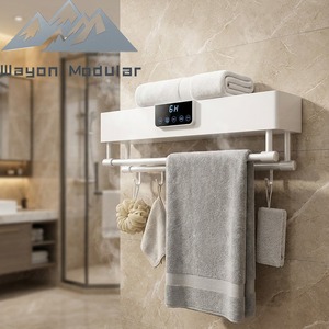 Smart <strong>Heated</strong> <strong>Towel</strong> <strong>Rail</strong> Warmer Wall-Mounted Space Saving Design with Digital Timer Ideal for Tiny House Bathrooms - Product Image 2