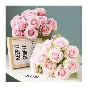 GIGA高品质粉色人造魔术玫瑰花散装保存丝绸布和天鹅绒，用于花园活动返校