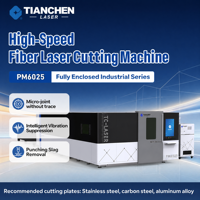 Découpeuse laser à fibre 3 axes Tianchen PM6025 6000W, suppression intelligente des vibrations, haute productivité, entièrement fermée, compatible DWG/DXF/PLT