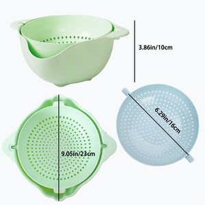 2 in 1 Double Layer Cleaning <b>Vegetable</b> Fruit Washing Kitchen Colander Plastic Drain <b>Basket</b> Strainer Bowl with Handle - Product Image 2