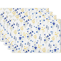 Set de table rectangulaire moderne et minimaliste personnalisable en polyester 100% imprimé numériquement, motif floral printanier