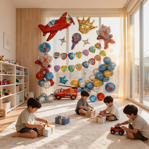 Ensemble de ballons décoratifs pour fête d'<span class=keywords><strong>anniversaire</strong></span> d'enfants sur le thème des dessins animés, cadeau surprise pour garçon, ballons en aluminium en forme d'avion - Product Image 2