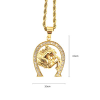 Pendentif fer à cheval en acier inoxydable 316L, porte-bonheur avec zircon pavé, collier chaîne torsadée plaqué or 18K PVD