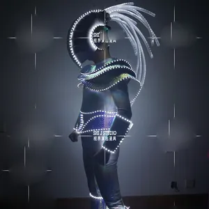 맞춤 바 gogo 댄스 의류 나이트 클럽 ds 미래 기술 LED 성능 의류 근육 남자 의상 남자 갑옷