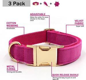 XL y juego de correa con flor, collar de perro ajustable Rosa rojo Veet boda cumpleaños niña para perros grandes - Product Image 3