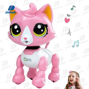 동물 전기 걷기 춤 로봇 장난감 대화 형 고양이 장난감 로봇 고양이 전자 음악 소녀를위한 애완 동물